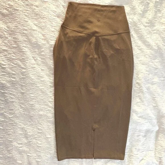 NWT New Lululemon Nulu™ Slim Fit High-Rise Midi Skirt Taupetastic Brown Pencil 4 - Picture 4 of 14